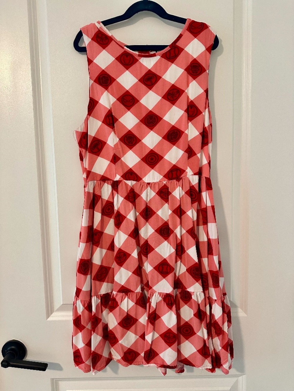 Marvel Her Universe Pink Gingham Avengers Dress Small Disney Picnic Dress